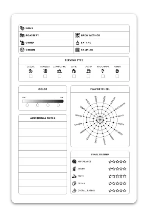 KDP Interior Template Low Content Design in 6x9 Inch as a Coffee Tasting Journal Book