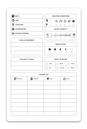 KDP Interior Template Low Content Design in 6x9 Inch as a Fishing Log Book