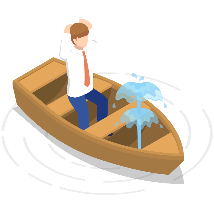 Disadvantages of self-publishing with amazon kdp are illustrated by a person in a sinking boat