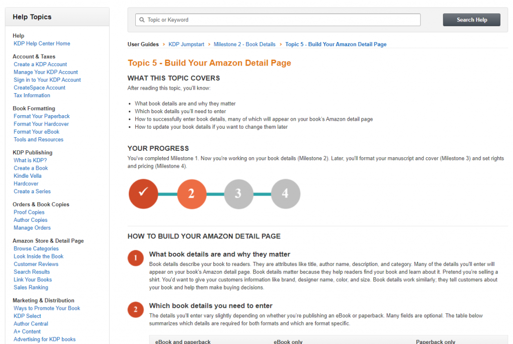 Amazon kdp jumpstart beginner training guide on how to build an amazon detail page