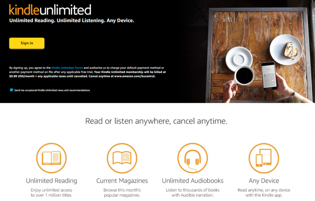 Overview with the benefits of an amazon kindle unlimited subscription