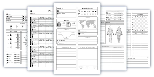 various low content book interior templates of logbooks and journals