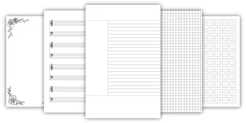 various no content book interior templates of journals and notebooks