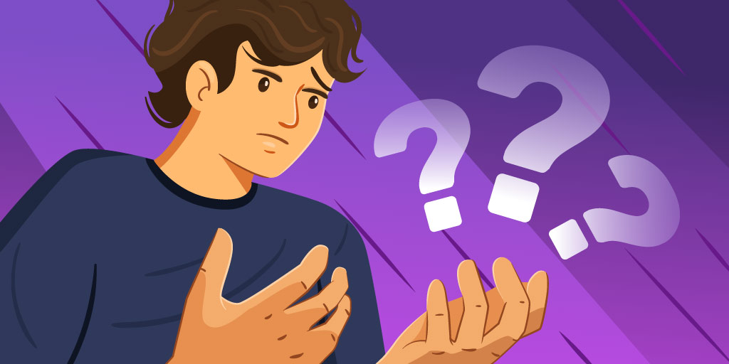 A desperate person with stares questioningly at hands