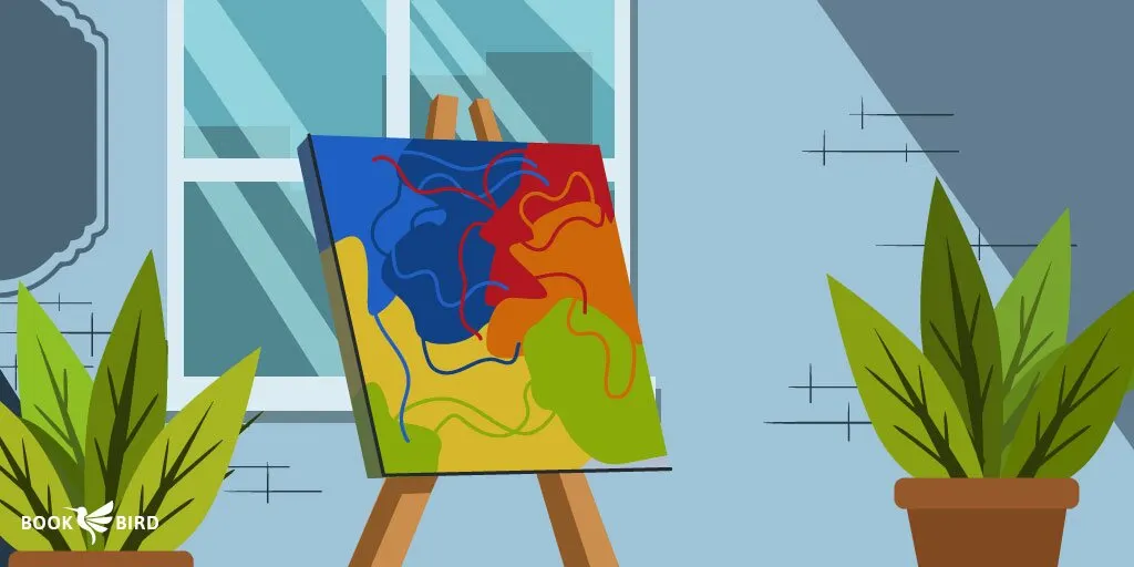 Abstract Painting on Easel in Stylish Modern Apartment