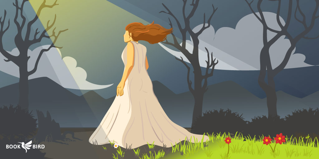 Woman in White Dress Bringing Life to Barren Land in Literary-Fiction