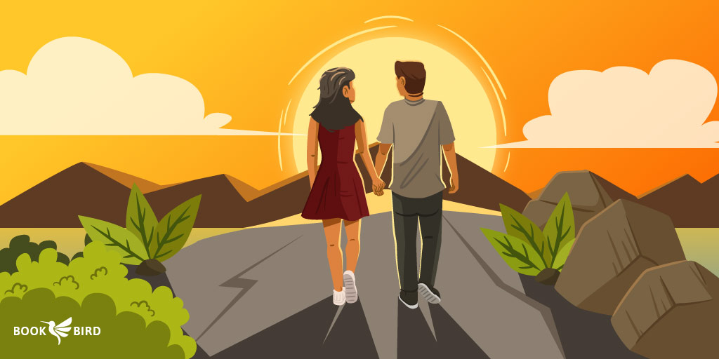 Sunset Cliffside Stroll for New Adult Couple