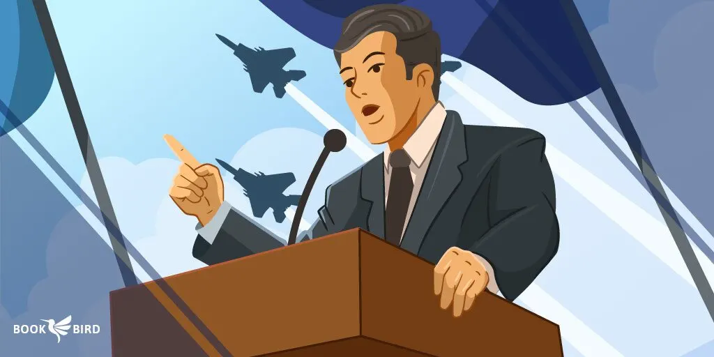President Giving Speech with Jets Flying in Background
