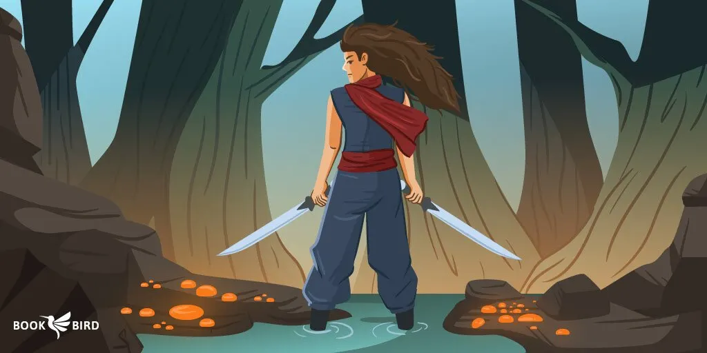 Sword-Wielding Young Girl in Mysterious River