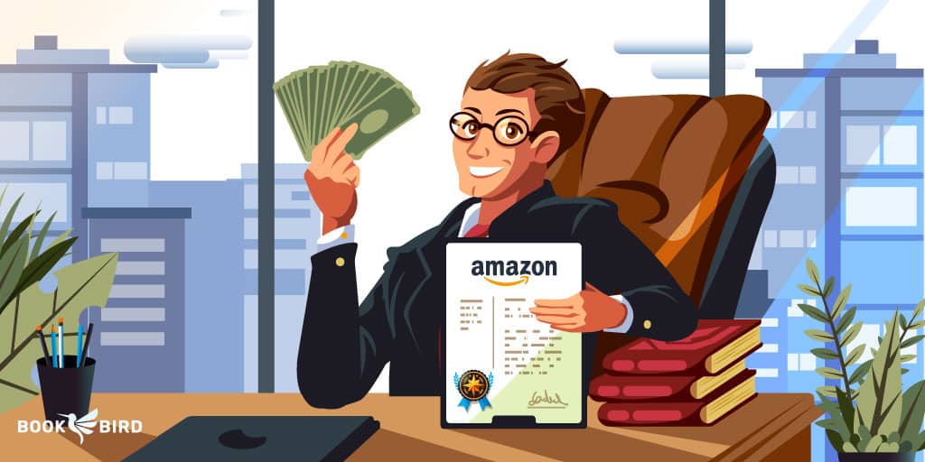 Entrepreneur Holding Amazon KDP Contract and Money Bills