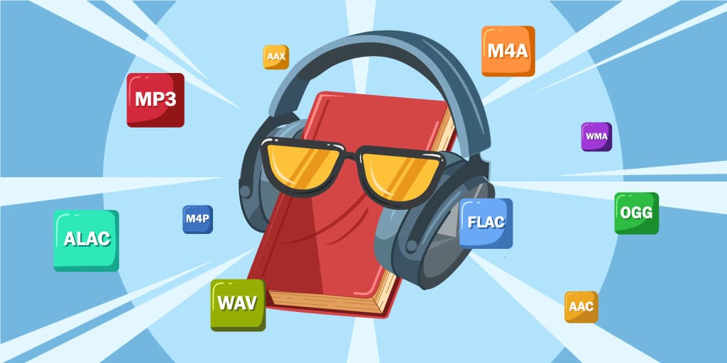 Book with Sunglasses and Headphones Among Audiobook File Formats