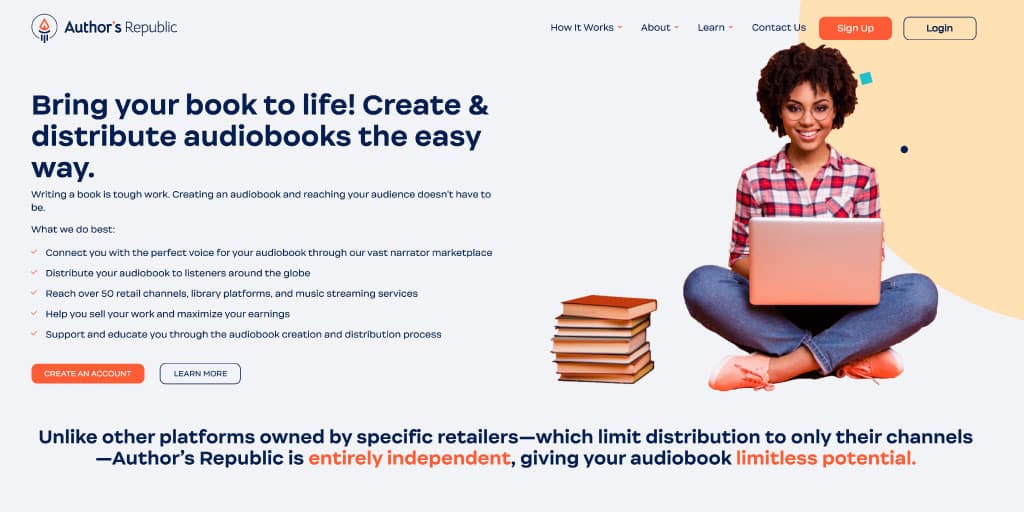 Authors Republic Audiobook Publishing Website Interface