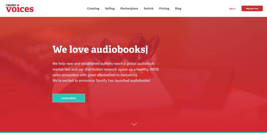 Findaway Voices Audiobook Publishing Website Interface