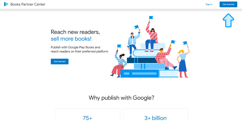 Google Play Books Partner Center website to create a new publisher account