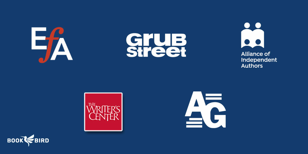 Overview with Logos of Writing Organizations : EFA, GrubStreet, ALLi, The Writer’s Center, The Author’s Guild