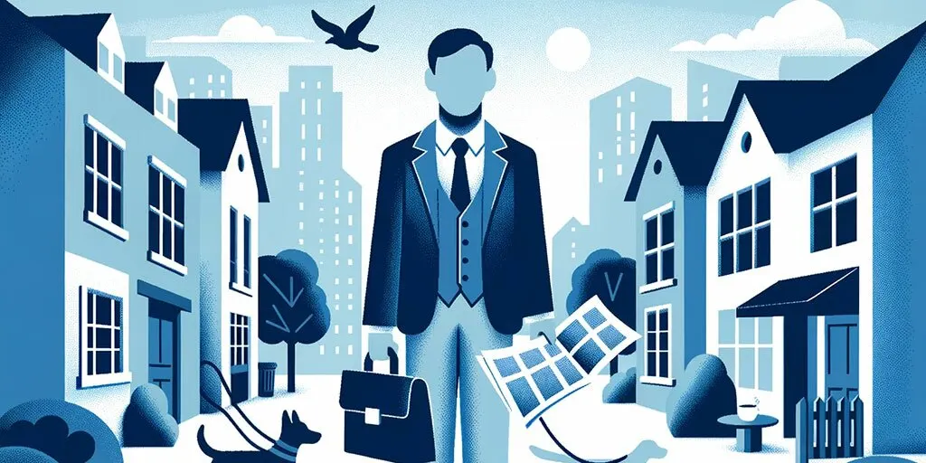 Everyday figure representing 'The Everyman', interacting with familiar elements in an urban setting.