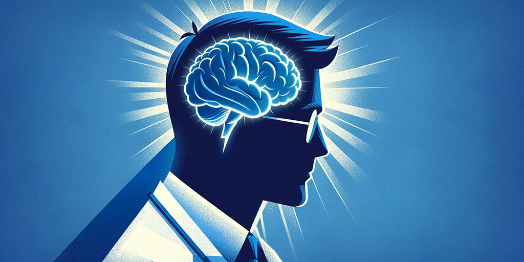 A professor with a shining brain represents cognitive quirks