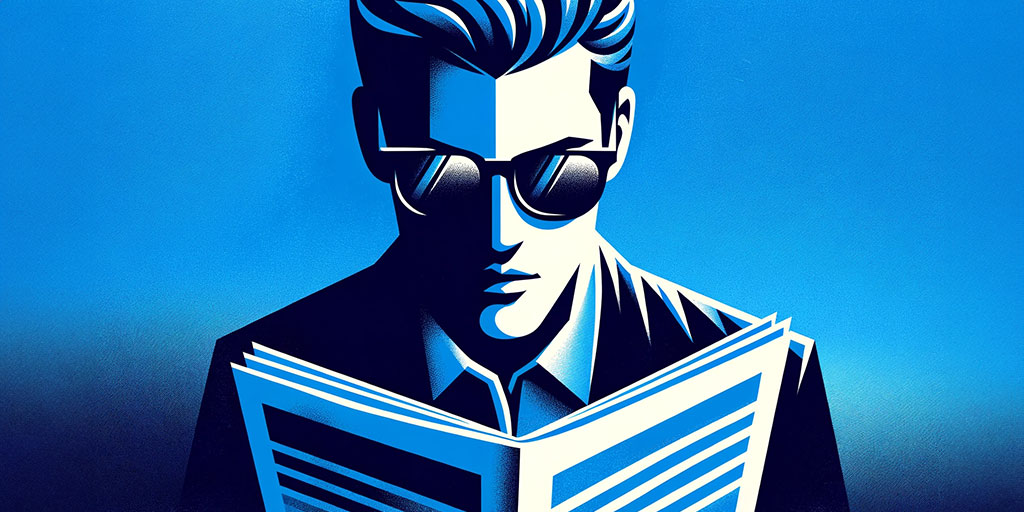 Man with sunglasses reads a book press realese