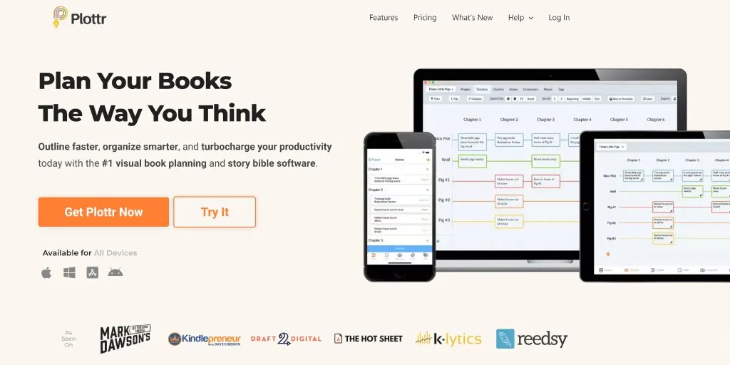 Website Landing Page of Plottr