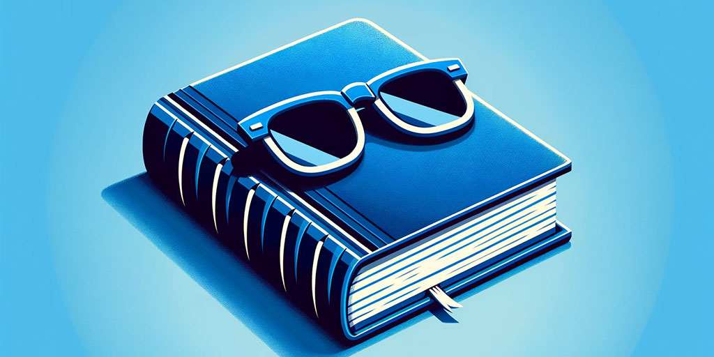 Hardcover book with sunglasses