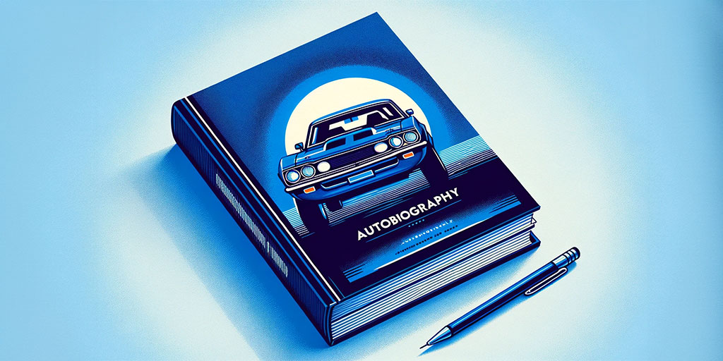 A Book titled 'Authobiography' with car on cover
