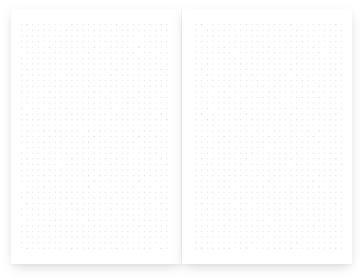 Dot grid notebook: a two-page spread of the interior