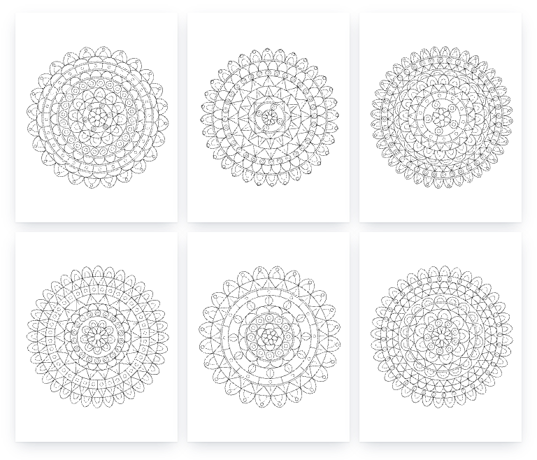 Six more pages from the mandala coloring pages