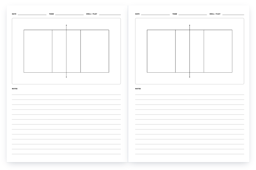 Volleyball coach playbook: a two-page spread of the interior