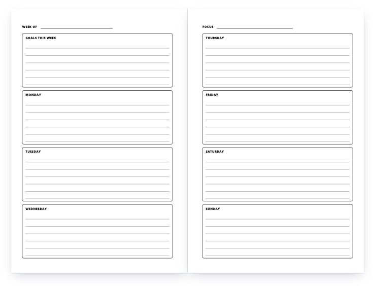 Free KDP interior templates: a weekly planner spread
